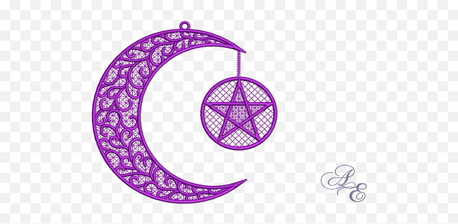 Art Of Embroidery - Crescent Moon Pentagram Freestanding Triple Moon Design Transparent Png,Pentacle Png