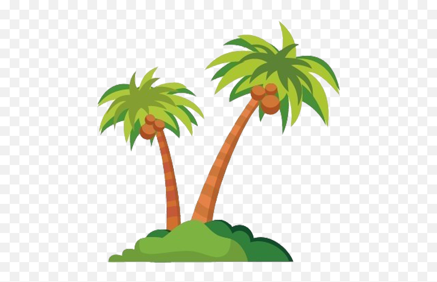 Coconut Tree Cartoon - A Long Island With Coconut Trees Png Transparent Coconut Tree Cartoon Png,Coconut Transparent Background