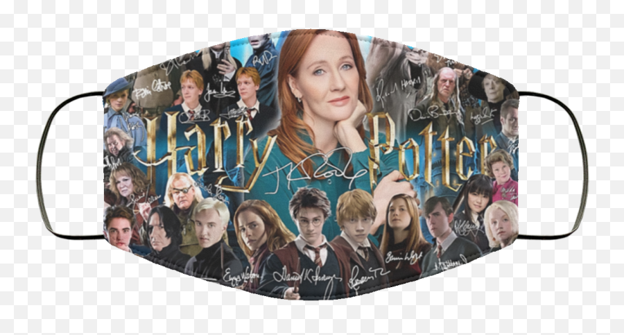 Harry Potter Character Signatures Face Mask - Jk Rowling Harry Potter Poster Png,Harry Potter Glasses Logo