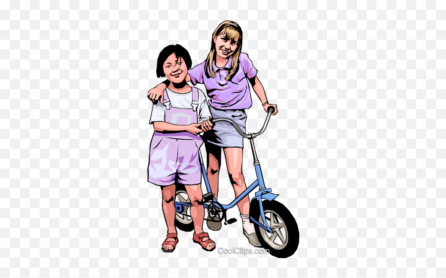 Two Friends With A Bicycle Royalty Free Vector Clip Art - Cycling Png,Friends Clipart Png