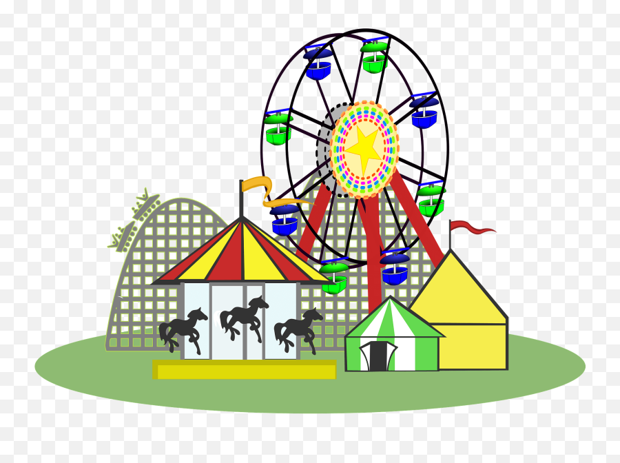 Ferris Wheel In Color Clipart - Amusement Park Clipart Png,Ferris Wheel Transparent