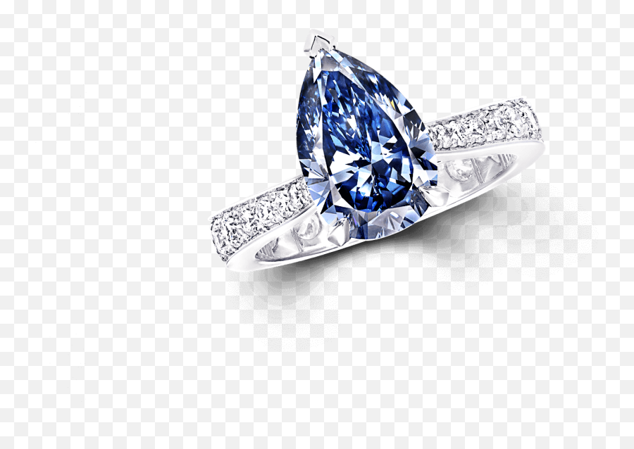 Pear Shape Blue Diamond Ring - Blue Diamond Engagement Ring Pear Png,Diamond Png Shape