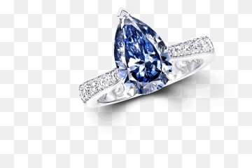 Pear Shape Blue Diamond Ring - Engagement png