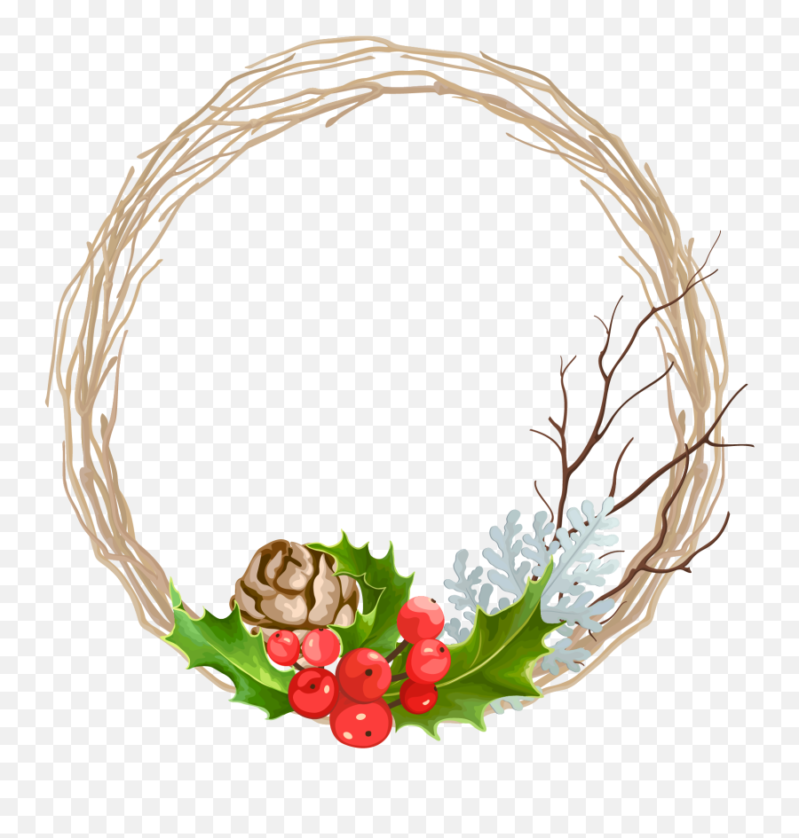 Free Christmas Holly Wreaths Vector Png - Christmas Wreath Png Vector,Holly Garland Png