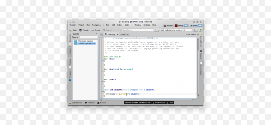 Kdevelop4manualworking With Source Code - Kde Userbase Wiki Vertical Png,Initialize Icon