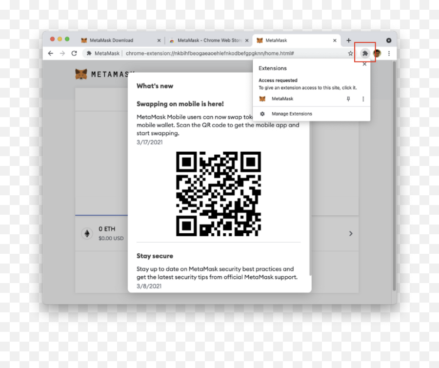 Blockchain Series U2014 Getting Started With Metamask By Wei - Scan With The Mertamask Web Wallet Png,1 On Chrome Icon
