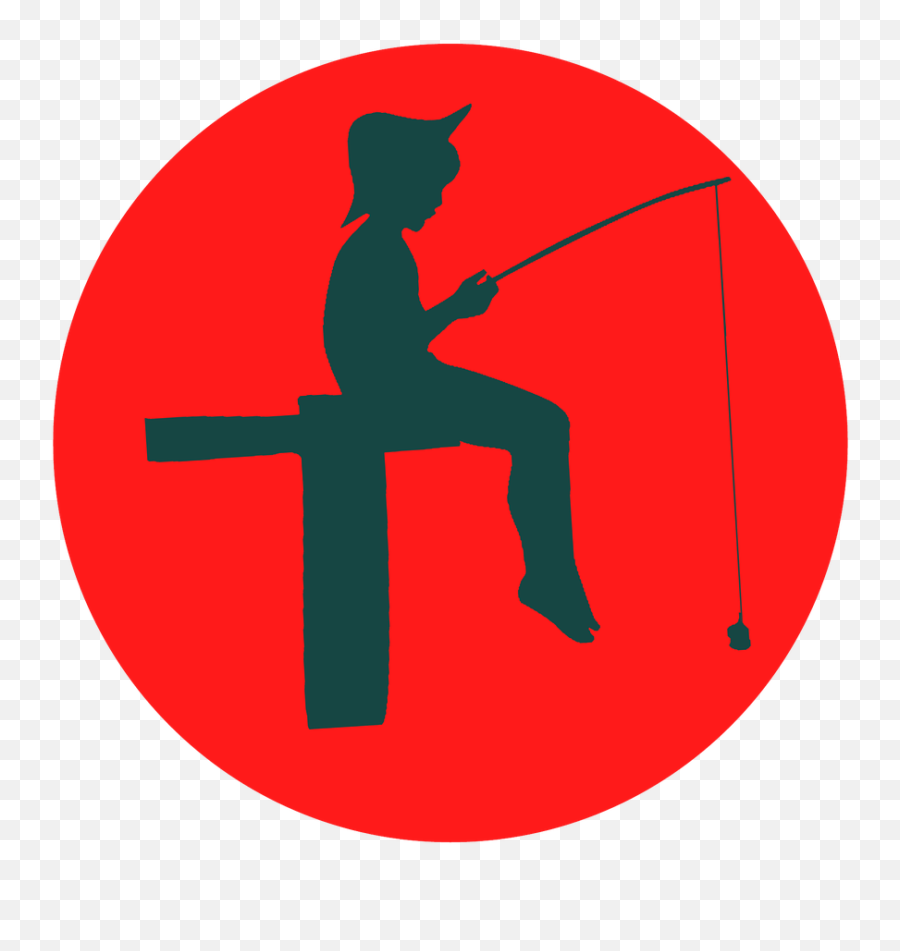 Boy Fishing Silhouette Icon Logo Clipart Sticker - Clip Art Png,Fisherman Icon