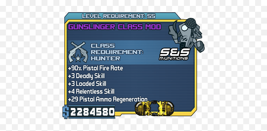 Gunslinger U2022 Bl1 U2013 Mordecai Class Mod Lootlemon Png Icon