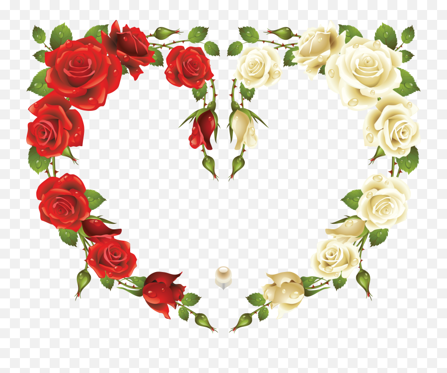 Large White - Heart Rose Frame Png,Heart Frame Png