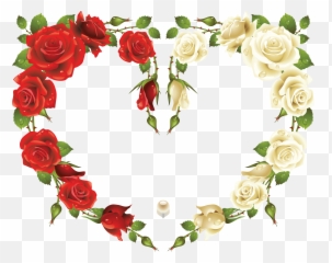 Large White - Heart Rose Frame Png