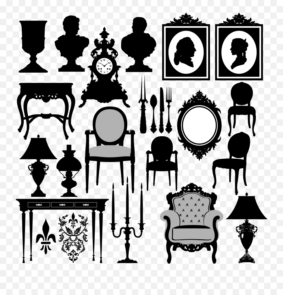 Antique Furniture Silhouette Vector Download - Vintage Furniture Vector Free Png,Vintage Vector Png