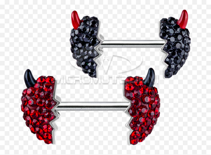 Titanium Swarovski Crystal Devilheart Nipple Barbell Clipart - Blackberry Png,Nipple Png