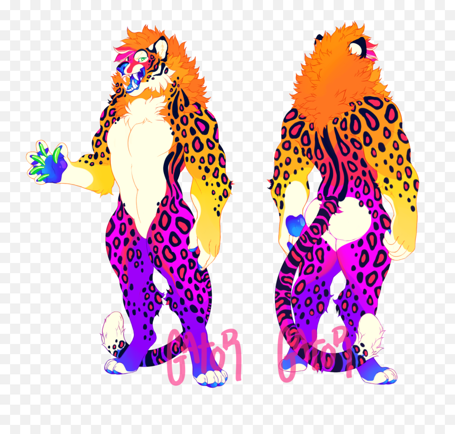 Sold Rainbow Leopard By Gatorbite - Fur Affinity Dot Net Art Rainbow Leopard Png,Lisa Frank Png
