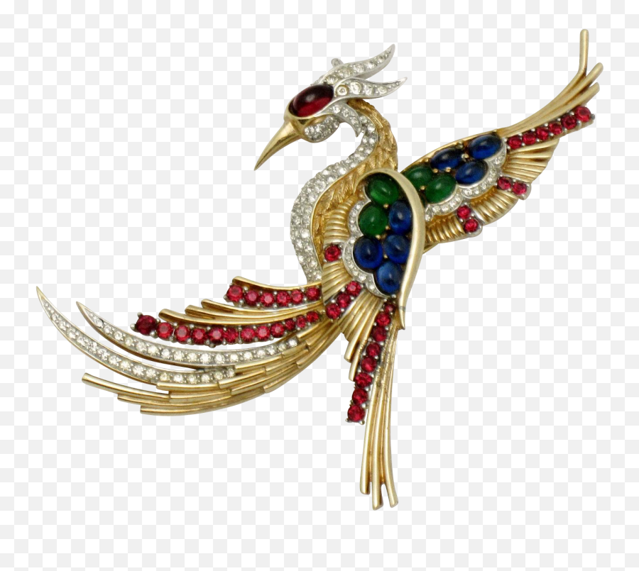 Download Hd Boucher Vintage Phoenix Bird Rhinestone Cabochon - Rhinestone Png,Phoenix Bird Png
