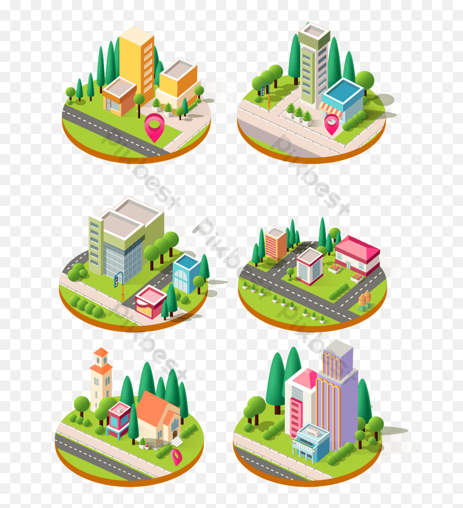 Three - Dimensional Isometric City Building Illustration Png City Illustration Isometric,3d House Icon In Illustrator