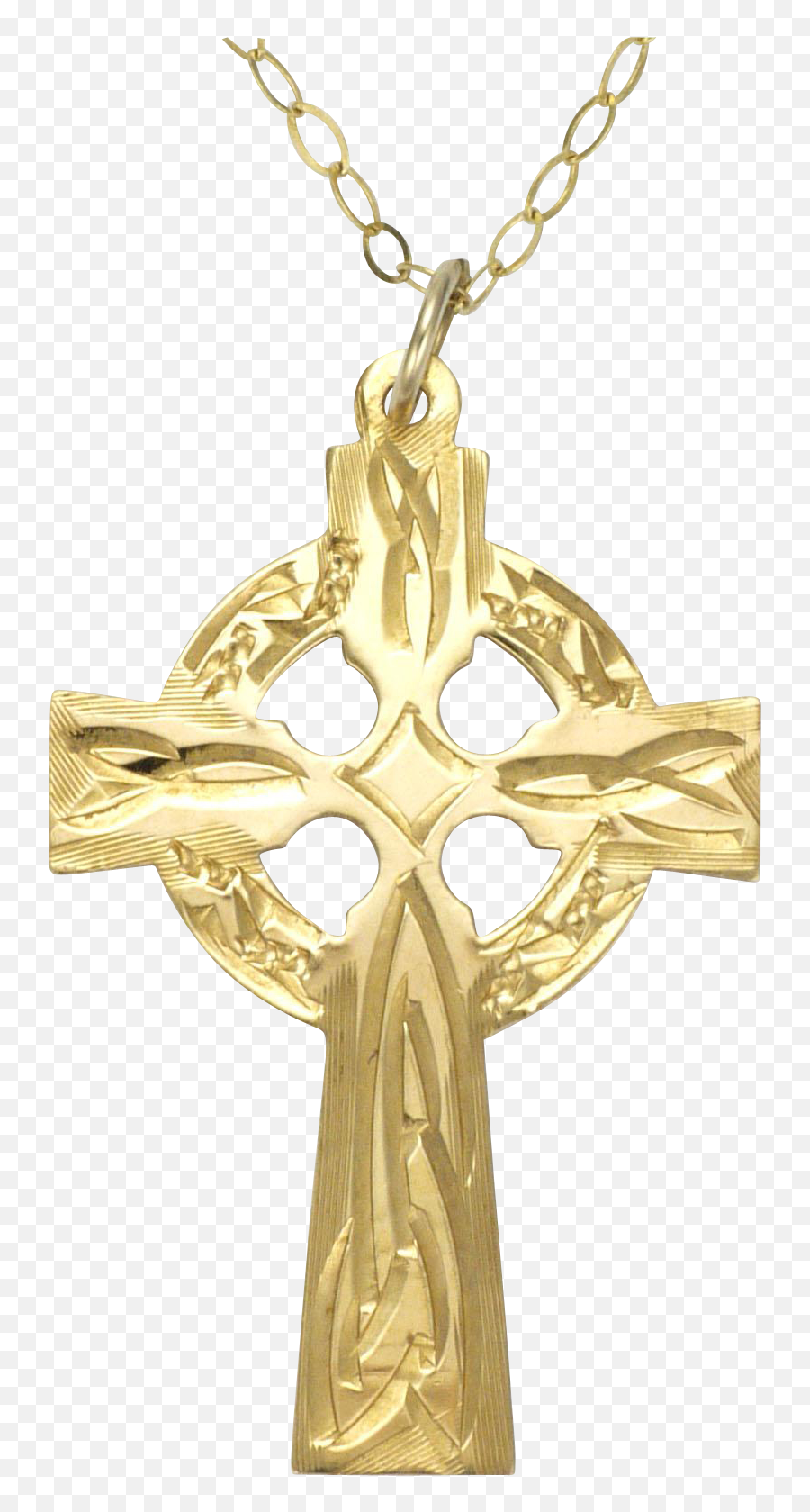 Celtic Cross Necklace 9k Gold - Pendant Png,Gold Cross Png