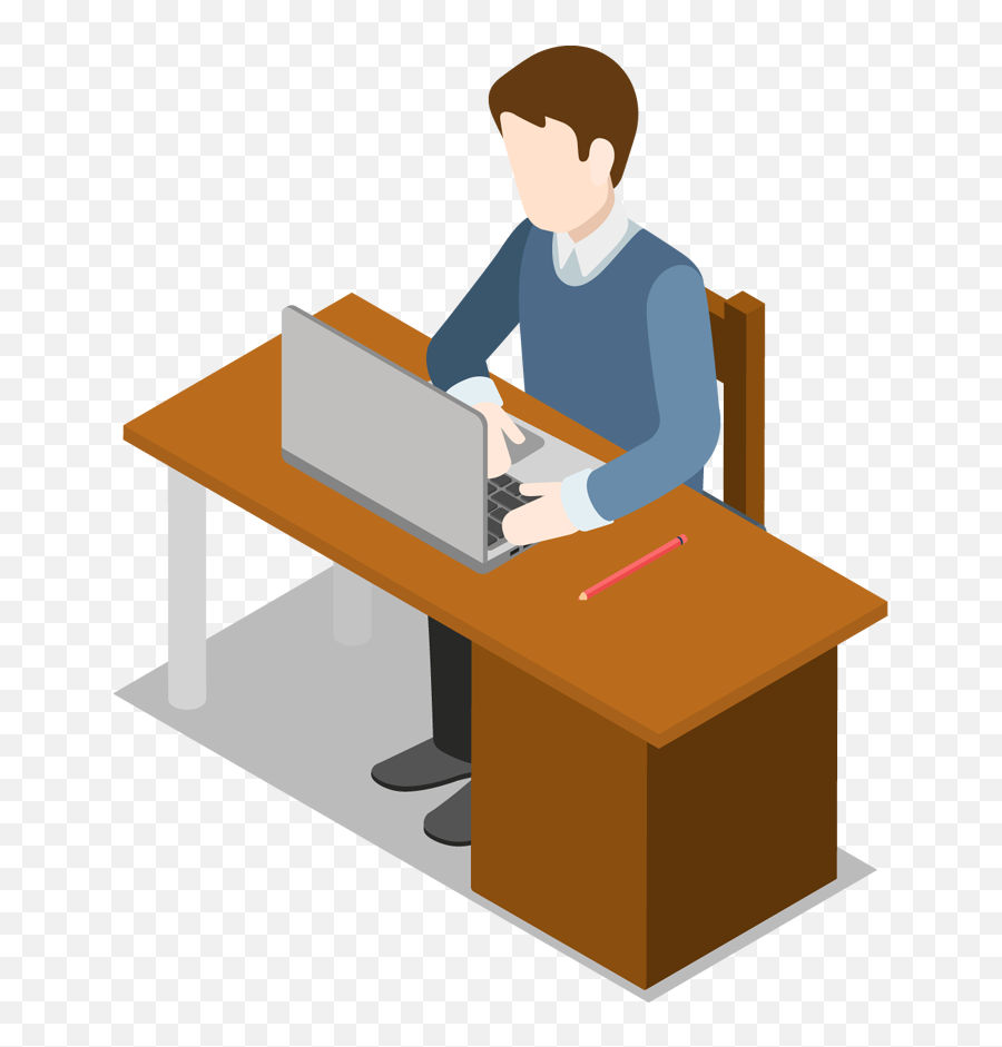 Sit Clipart Desk Transparent Free For Download - Man Working On Laptop Cartoon Png,Sitting Man Png
