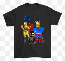 Comic Con U2013 The Simpsons Homer Simpson Bart Marge Wonder Woman Batman Superman Justice Leauge Shirts - Juice Wrld Faze Clan Png,Homer Simpson Png