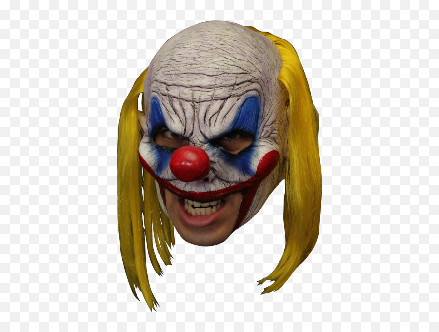 Clown Clooney Mask Chinless Deluxe Latex Adult Demented Evil Hair Scary 27534 - Clown Png,Clown Hair Png