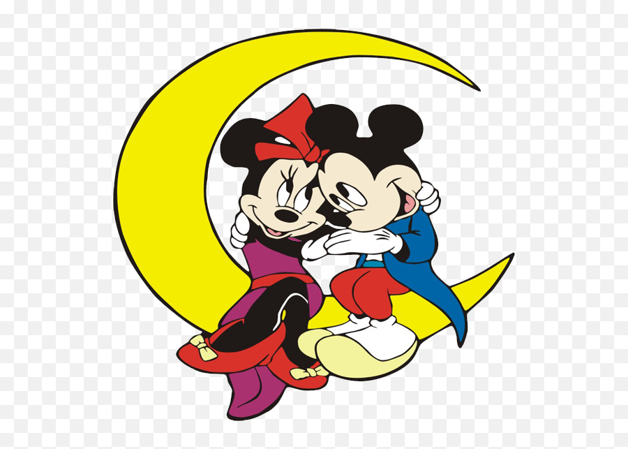 Mickey Clipart Overalls - Mickey And Minnie On The Moon Mickey And Minnie On The Moon Png,The Moon Png