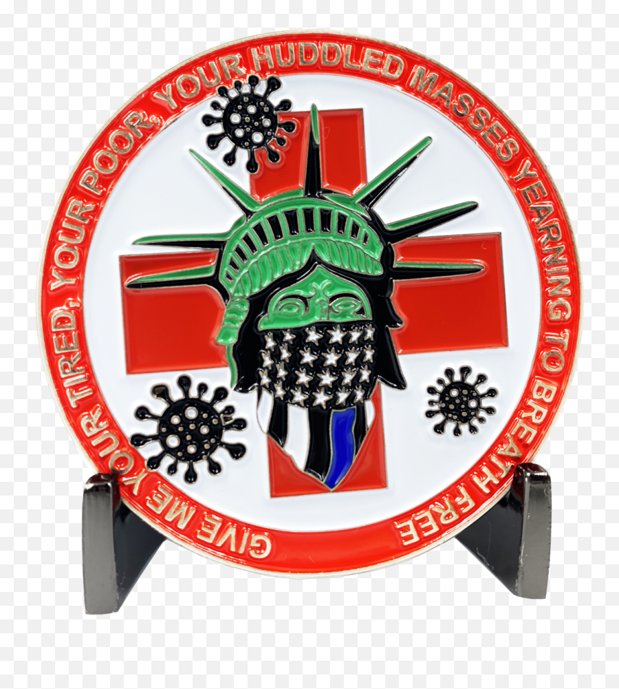 Cl6 - 17 Statue Of Liberty Thin Blue Line Police Task Force Biohazard Pandemic Challenge Coin Art Png,Statue Of Liberty Logo