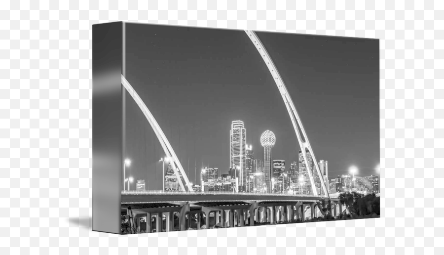 Bw Dallas Skyline Mcdermott Bridge - Still Life Photography Png,Dallas Skyline Png