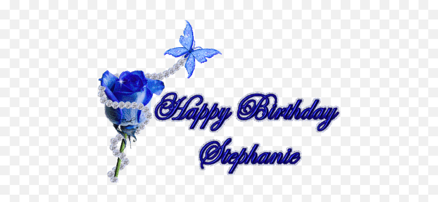 Happy Birthday Stephanie Greetings Sticker - Happy Birthday Flower Happy Birthday Stephanie Png,Blue Rose Icon