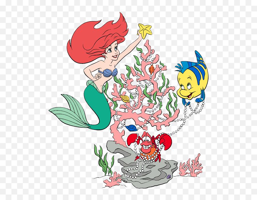 Download New Ariel Decorating Tree With Flounder Sebastian - Little Mermaid Ariel Christmas Png,Flounder Png