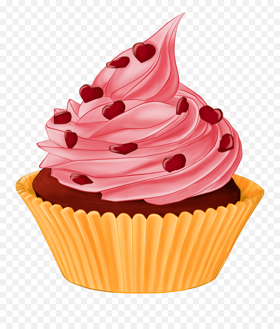 Cupcake Heart Topping Transparent Png - Cupcake Clipart Png,Cake Slice Png