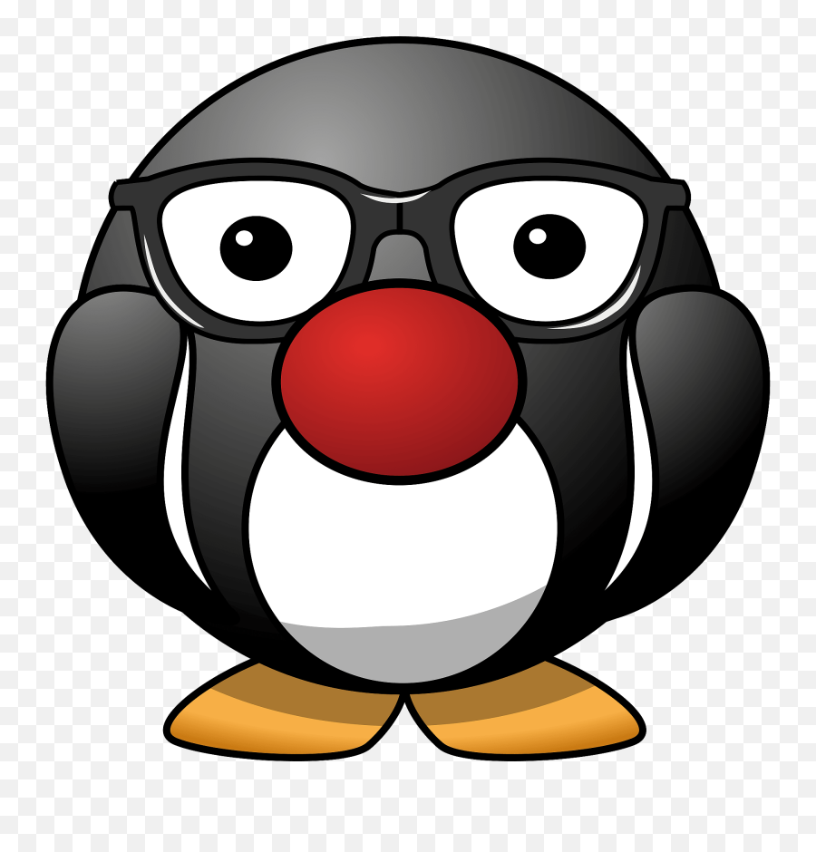 Penguin With Glasses And Clown Nose - Free Cartoon Penguin Clipart Png,Clown Nose Transparent