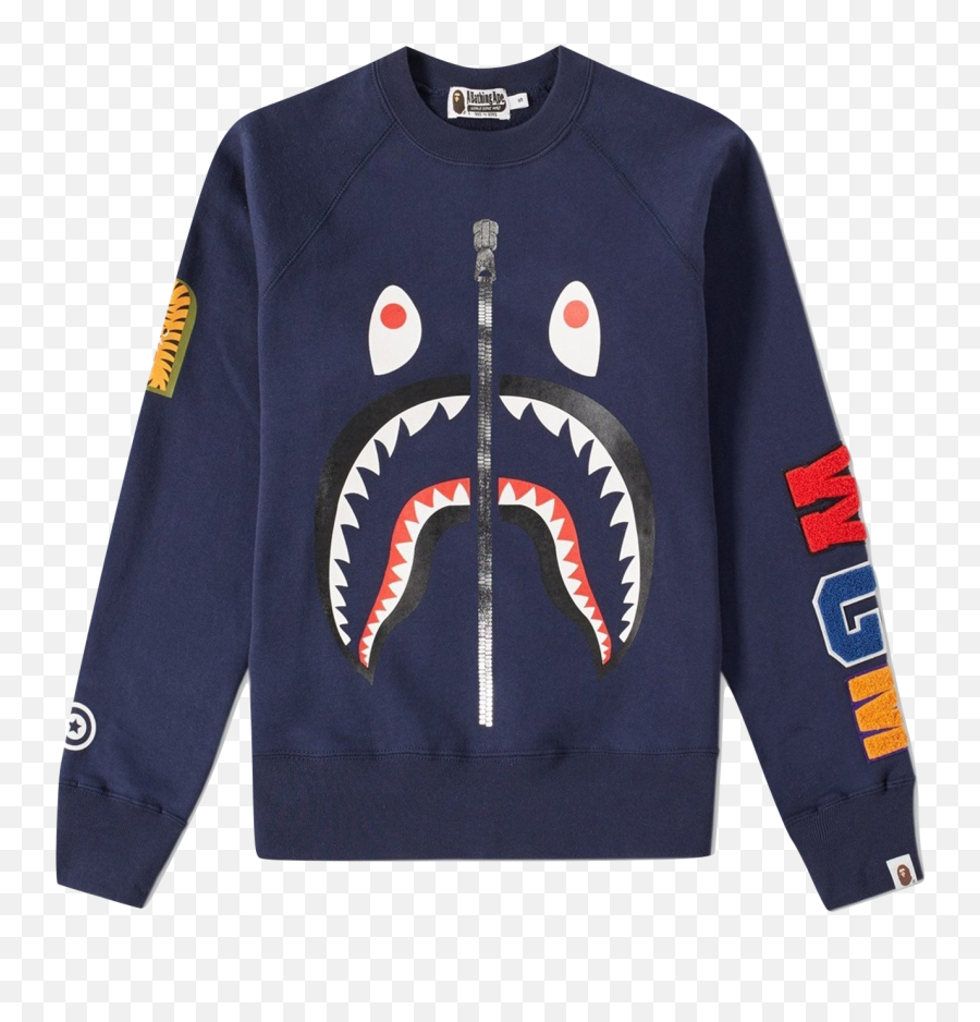 Download Bape Shark Crewneck Sweater - Bape Camo Shark T Shirt Blue Png,Bape Shark Png