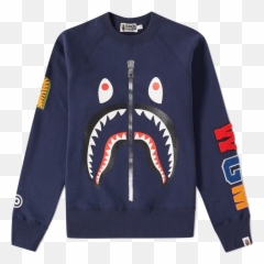 Download Bape Shark Crewneck Sweater - Bape Camo Shark T Shirt Blue Png,Bape Shark Png