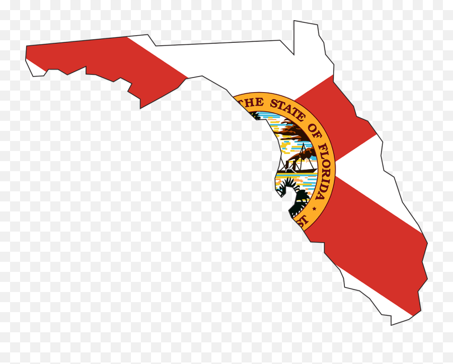 Florida Flag Map - Florida State Outline With Flag Png,Florida Map Png