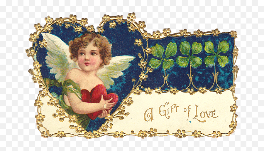 Clapsaddle Cherub Gift Of Love U2013 Wings Whimsy - Angel Png,Cherub Png