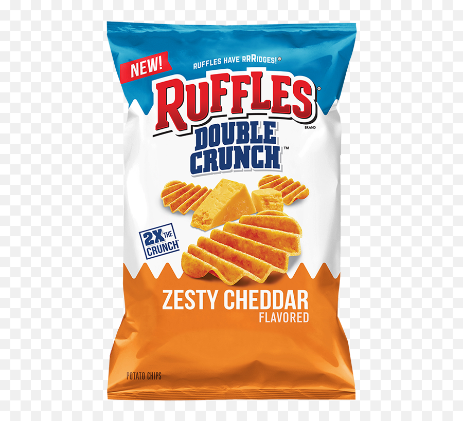 Zesty Cheddar Flavored Potato Chips - Ruffles Double Crunch Cheddar Png,Ruffles Png