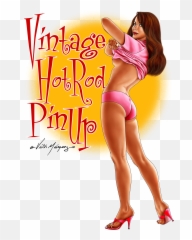 Vintage Hot Rod Pinup Mancave Banner - Midriff Png,Pin Up Girl Png