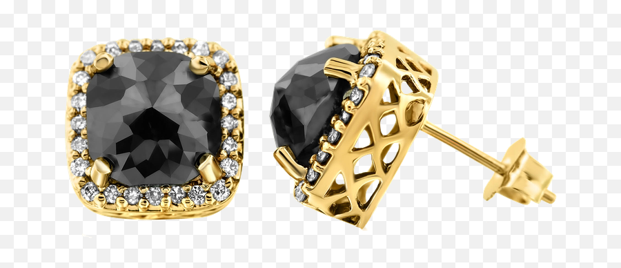 Yg 275ctw Cushion Black Diamond Earrings - Solid Png,Diamond Earrings Png