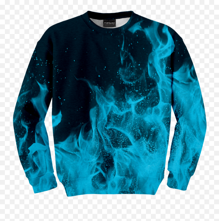 Blue Flames Sweater - Makabago Unique Fullprint Clothes Blue Clothes Png,Blue Flames Png