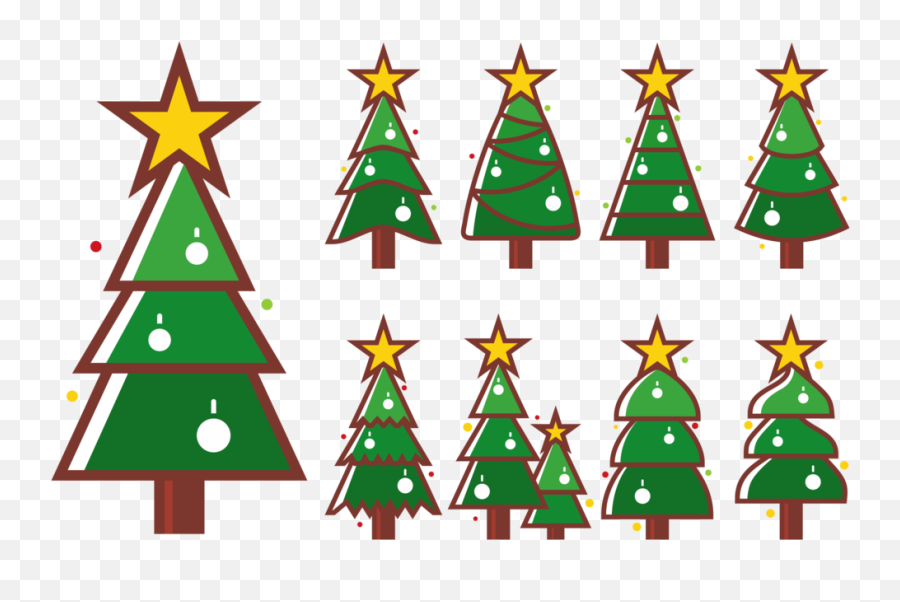 Cartoon Christmas Tree Vector Art - Green Christmas Trees Vector Png,Christmas Vector Png