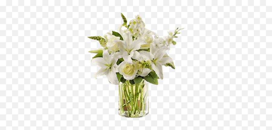 Small Bouquet Of Lilies In A Vase - White Lily Funeral Arrangement In A Vase Png,Vase Png