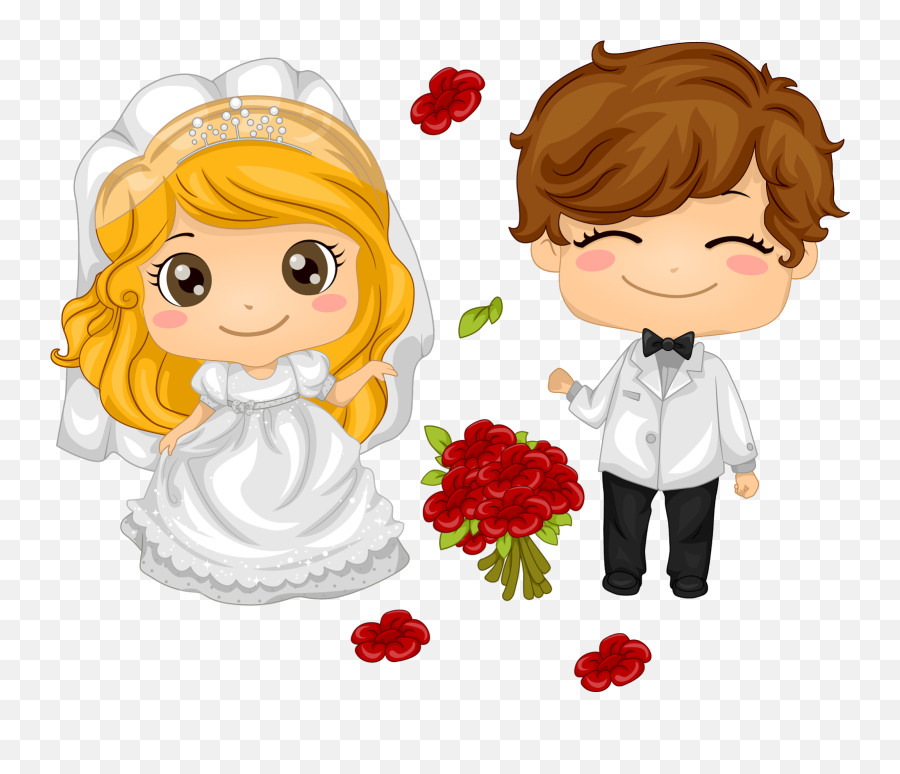 Toon Wedding Couple With Blondie Bride Oh My Fiesta - Groom And Bride Cartoons Png,Married Couple Png