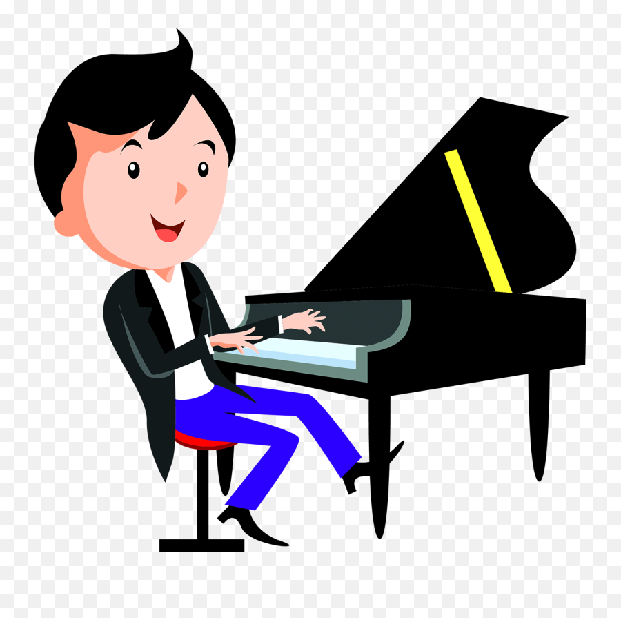 Cartoon Piano Child Playing - Play The Piano Drawing Png,Piano Png