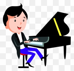 Cartoon Piano Child Playing - The Drawing png