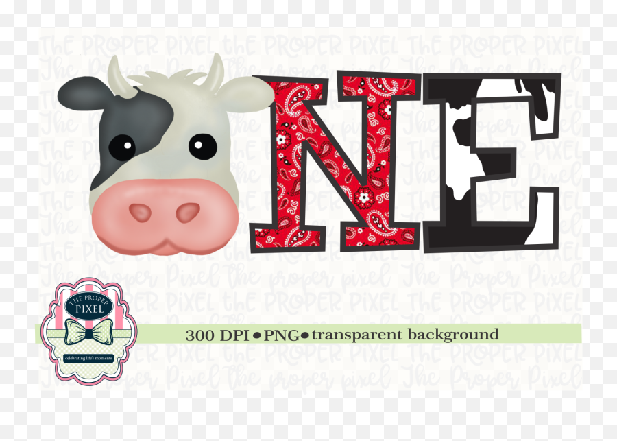 Watercolor Cow Birthday One Black - Cartoon Png,Cow Transparent Background