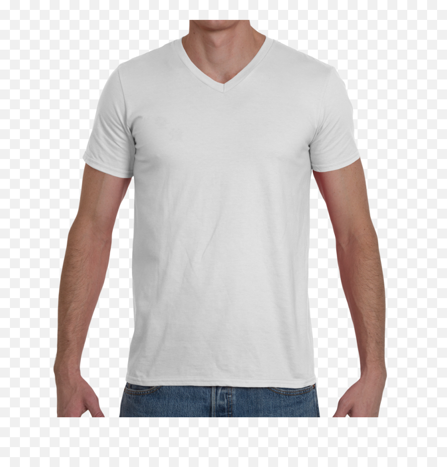 Download Soft Spun Fashion Fit V Neck T Shirt - White Gildan White T Shirt V Neck Png,White Shirt Transparent Background