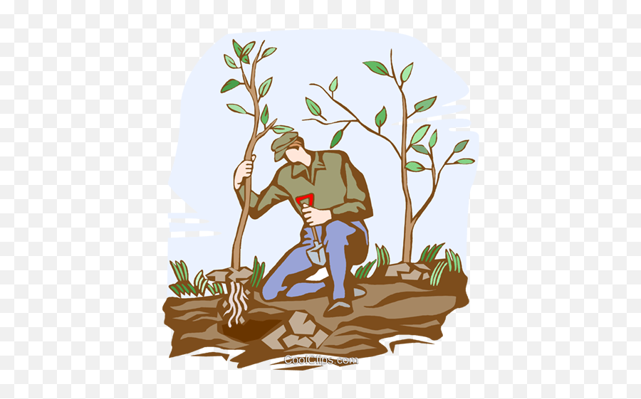 Planting Trees Royalty Free Vector Clip Art Illustration - Plant A Tree Vector Png,Planting Png