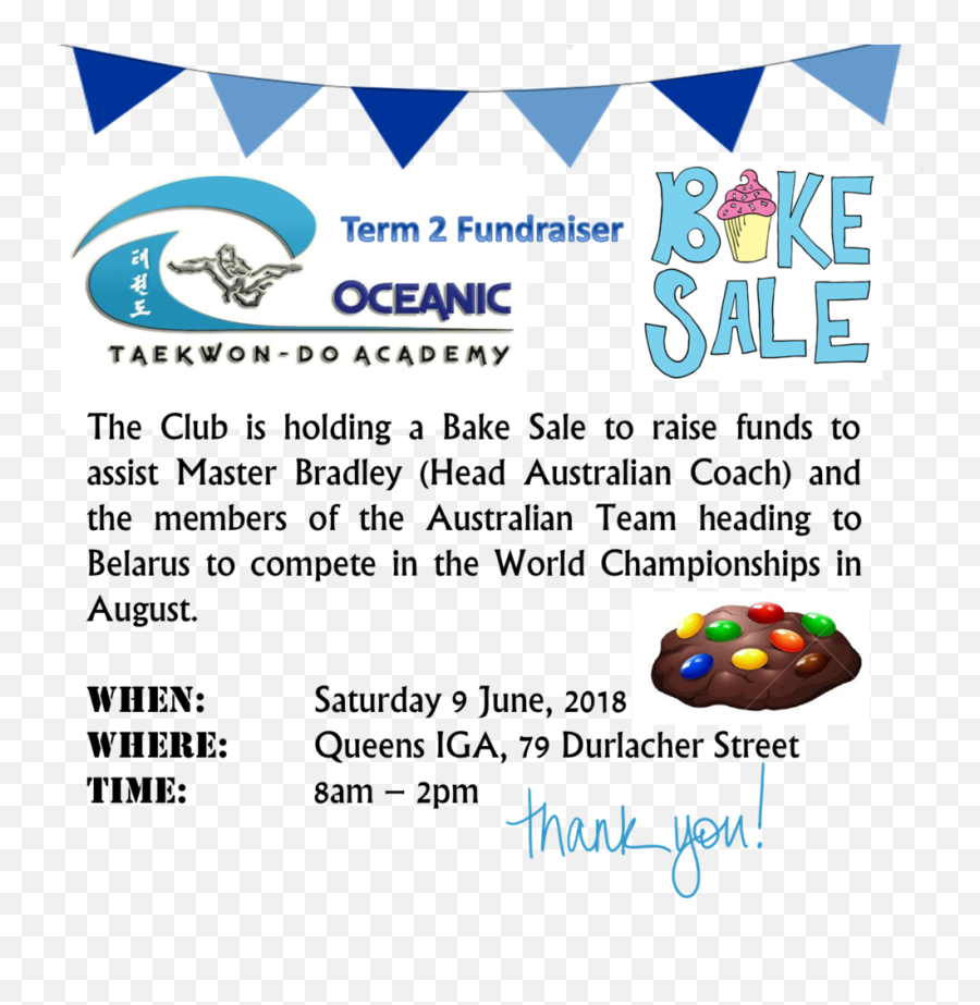 Taekwondo Bake Sale Fundraiser - Everything Geraldton Poster Png,Fundraiser Png