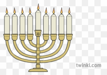 Hanukkah Menorah Chunky Candles Illustration - Twinkl Boy With Bat Black And White Png,Hanukkah Png