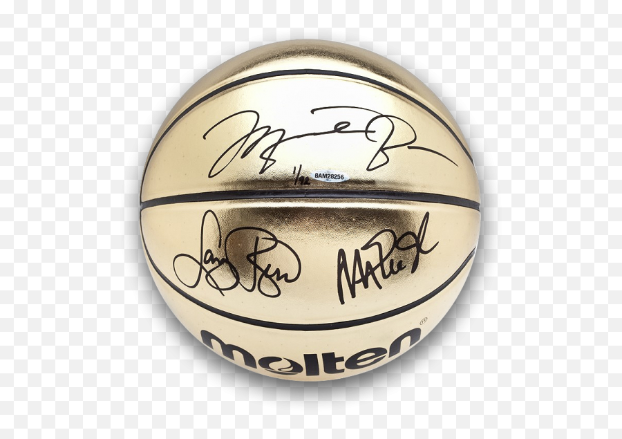 Michael Jordan Signed Gold Basketball - Michael Jordan Signed Gold Ball Png,Magic Johnson Png