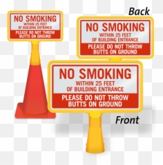 No Smoking Within 25 Feet Of Building Entrance Cone Sign - Language Png,Icon No Smoking